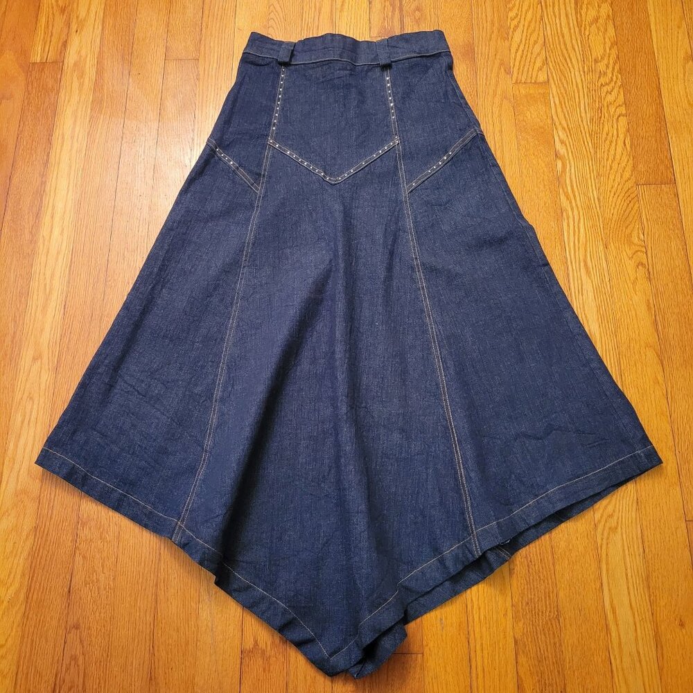 Western Cosplay Juniors L Blue Maxi Dark Wash Skirt A‎ Line Yellowstone Bling